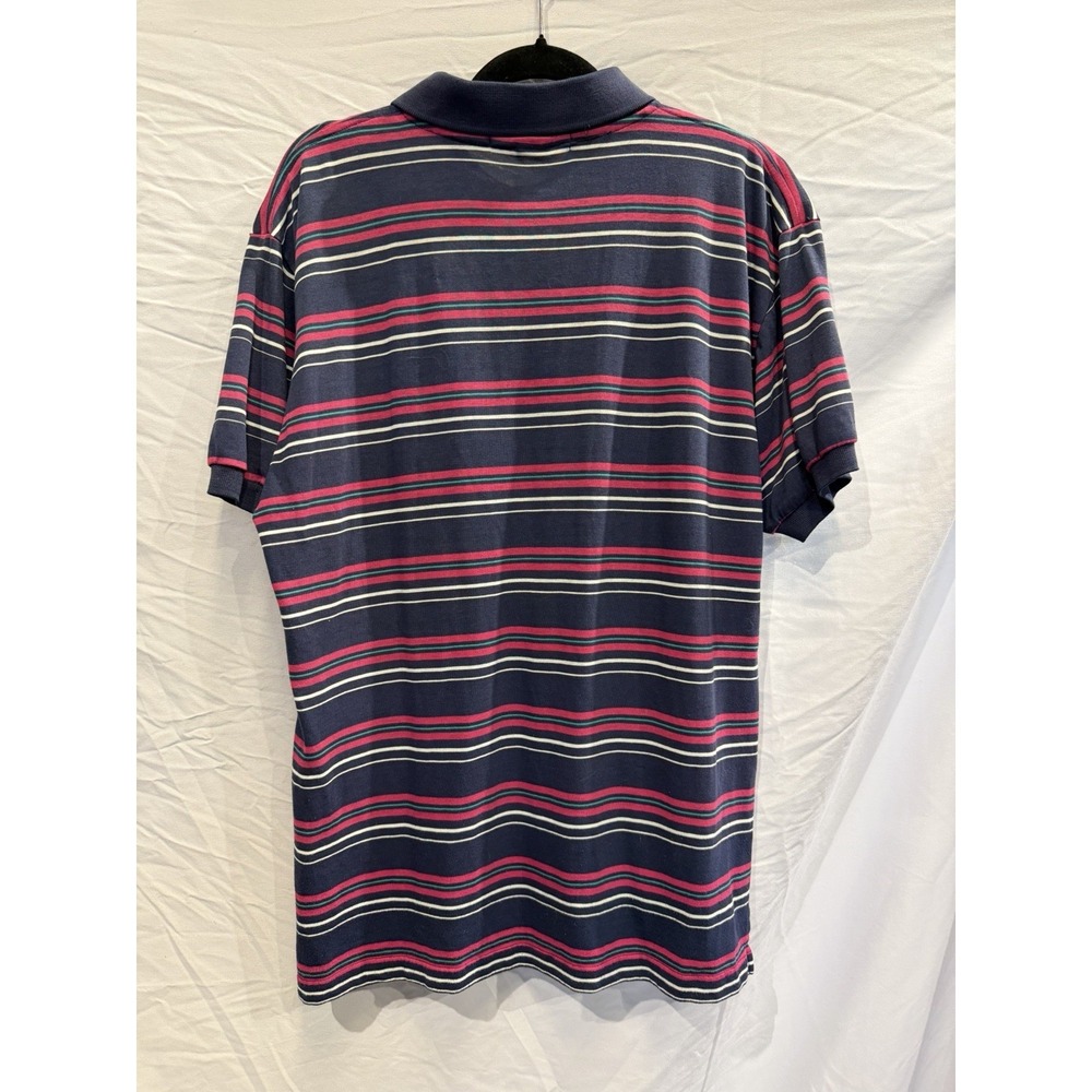 Kings court Red Green Striped Polo Shirt Men's L Collared Short Sleeve vintage - Picture 2 of 4